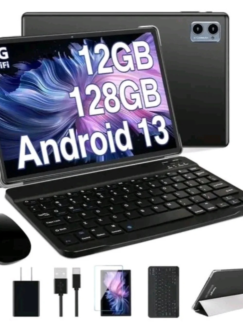 [Brand New] Android 13 Tablet with Keyboard, Mouse, Case, Charger, 12GB/128GB